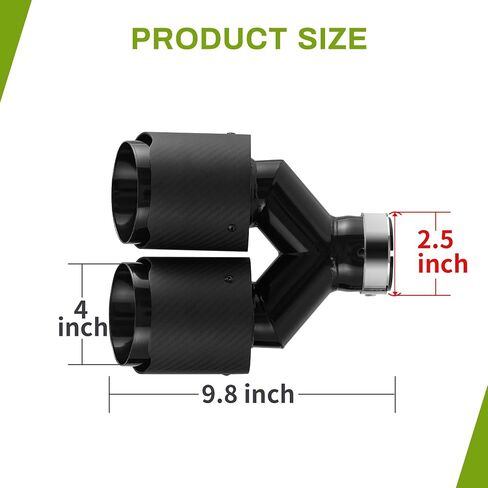 AutoSaver88 2.5 بوصة مدخلات ألياف الكربون غير اللامعة ، طرف العادم المزدوج ، 2.5 "مدخل 4" منفذ 9.8 "الطول الكلي ألياف العادم من الفولاذ المقاوم للصدأ in Saudi Arabia