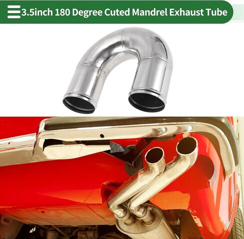 Motoforti 180 Degree U Bend Mandrel Exhaust Tube with Bead Roll DIY Custom Car Modified Exhaust Pipe Tubing Piping 3.5" OD 7.87" Length T304 Stainless Steel in Saudi Arabia