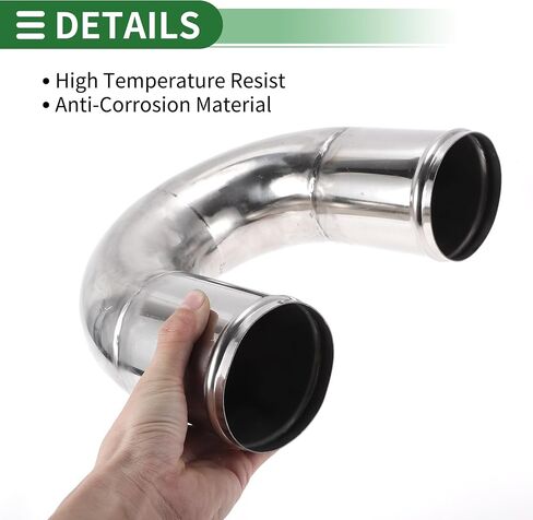 Motoforti 180 Degree U Bend Mandrel Exhaust Tube with Bead Roll DIY Custom Car Modified Exhaust Pipe Tubing Piping 3.5" OD 7.87" Length T304 Stainless Steel in Saudi Arabia