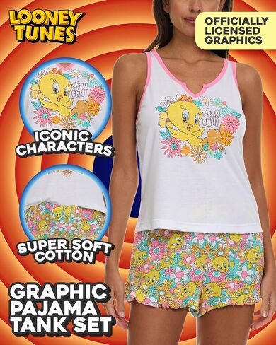 Womens Pajama Sets - 2 Piece SpongeBob SquarePants Scooby-Doo Henley Tank Top & Pajama Shorts Set for Women in Saudi Arabia
