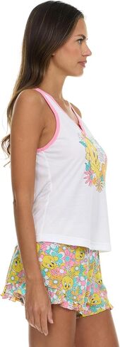 Womens Pajama Sets - 2 Piece SpongeBob SquarePants Scooby-Doo Henley Tank Top & Pajama Shorts Set for Women in Saudi Arabia