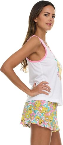 Womens Pajama Sets - 2 Piece SpongeBob SquarePants Scooby-Doo Henley Tank Top & Pajama Shorts Set for Women in Saudi Arabia