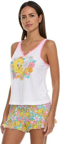 Womens Pajama Sets - 2 Piece SpongeBob SquarePants Scooby-Doo Henley Tank Top & Pajama Shorts Set for Women in Saudi Arabia