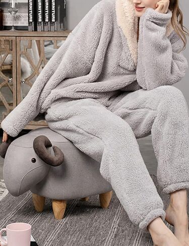 Gihuo Women' s Fluffy Pajamas Set Fleece Pullover Pants Loose Plush Sleepwear 2 Piece Pjs Set Warm Loungewear Fuzzy in Saudi Arabia