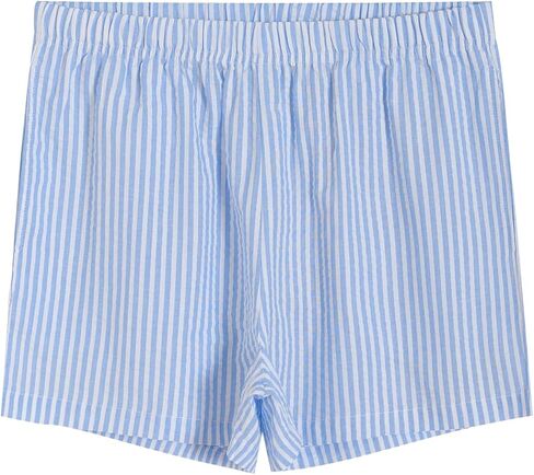 Latuza Women's Cotton Seersucker Pajama Set Long Sleeve Button Down Shirt Shorts in Saudi Arabia