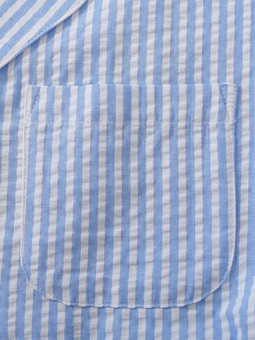 Latuza Women's Cotton Seersucker Pajama Set Long Sleeve Button Down Shirt Shorts in Saudi Arabia