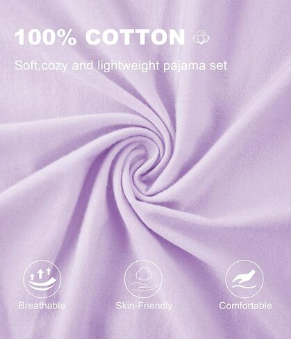 CF Women's 100% Cotton Pajama Sets Soft Short Sleeve Tops & Pants Comfy Sleepwear 2 Piece Lounge set with Pockets Loungewear in Kuwait