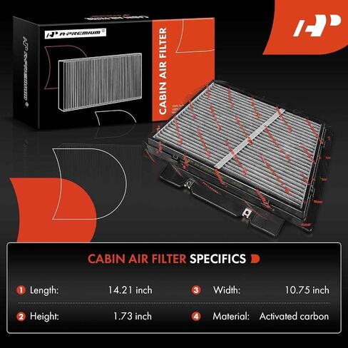 مرشح هواء المقصورة A-Premium مع كربون منشط متوافق مع RAM Promaster 1500 ، Promaster 2500 ، Promaster 3500 ، 2014-2023 ، تحت غطاء محرك السيارة in Saudi Arabia