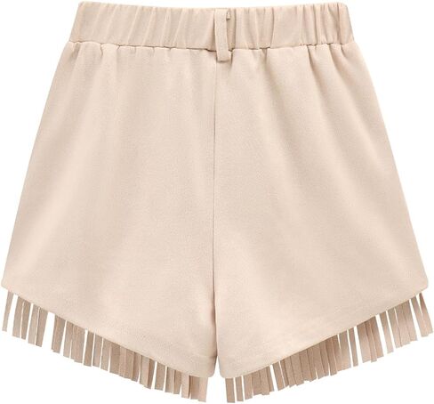 Noomelfish Kids Faux Suede Fringe Shorts Tassel Cowgirl Outfits with Pockets (5-12 Years) in Kuwait