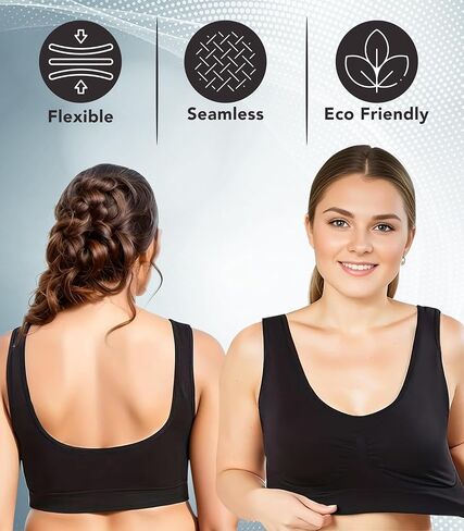 Love My Fashions® Sports Bras for Women Padded Wirefree Comfortable Bra Workout Yoga Gym Fitness (3 Pack) in Saudi Arabia