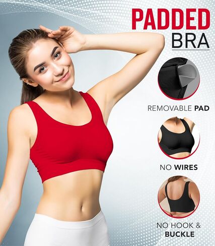 Love My Fashions® Sports Bras for Women Padded Wirefree Comfortable Bra Workout Yoga Gym Fitness (3 Pack) in Saudi Arabia
