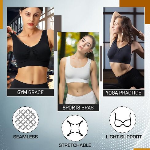 Love My Fashions® Sports Bras for Women Padded Wirefree Comfortable Bra Workout Yoga Gym Fitness (3 Pack) in Saudi Arabia