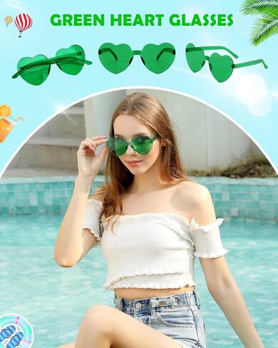 40 Pairs Heart Shaped Sunglasses Bulk, Colorful Rimless Fun Heart Sunglasses for Women Party Favors in Kuwait