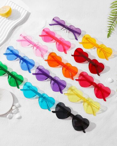 40 Pairs Heart Shaped Sunglasses Bulk, Colorful Rimless Fun Heart Sunglasses for Women Party Favors in Kuwait