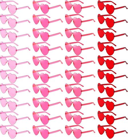 40 Pairs Heart Shaped Sunglasses Bulk, Colorful Rimless Fun Heart Sunglasses for Women Party Favors in Kuwait