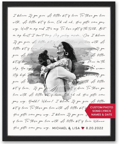 Personalized Song Lyrics Wall Art - Custom Wedding Photo Couples - Anniversary Wedding Gift for Him or Her - Song Lyrics - Valentines Gift for Wife or Husband - Canvas and Framed Options in Saudi Arabia