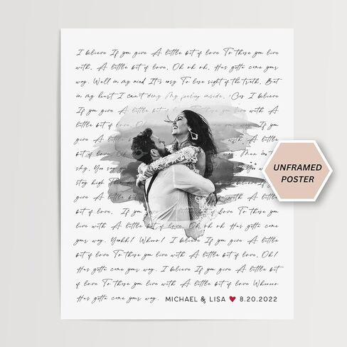 Personalized Song Lyrics Wall Art - Custom Wedding Photo Couples - Anniversary Wedding Gift for Him or Her - Song Lyrics - Valentines Gift for Wife or Husband - Canvas and Framed Options in Saudi Arabia