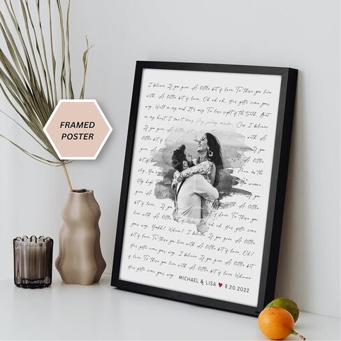 Personalized Song Lyrics Wall Art - Custom Wedding Photo Couples - Anniversary Wedding Gift for Him or Her - Song Lyrics - Valentines Gift for Wife or Husband - Canvas and Framed Options in Saudi Arabia