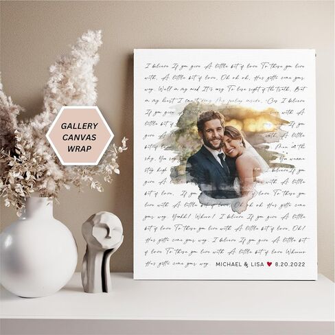 Personalized Song Lyrics Wall Art - Custom Wedding Photo Couples - Anniversary Wedding Gift for Him or Her - Song Lyrics - Valentines Gift for Wife or Husband - Canvas and Framed Options in Saudi Arabia