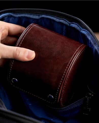 3 Watch Travel Case - Watch Classic Leather Watch Careing مع نسيج مثالي. منظم الساعات للتخزين والعرض. هدية مثالية للرجال الذين يسافرون ، وكلهم مصنوعون يدويًا من قبل الحرفيين in Kuwait