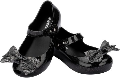 حذاء ميليسا ميني الترا جيرل بو ماري جين المسطح للأطفال الصغار والرضع - حذاء مسطح جيلي مريح ولطيف بمقدمة مفتوحة مع جزء علوي شفاف وفيونكة صغيرة للفتيات الصغيرات، بيج، 11 in Kuwait