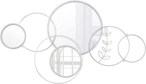 Hicarer 4 Pcs 11.81'' 13.78'' Decorative Wall Mirror Modern Metal Wall Mirrors for Living Room Decor Circle Plates Black Overlapping Decorations Wall Decor Set for Hallway Entryway in Saudi Arabia