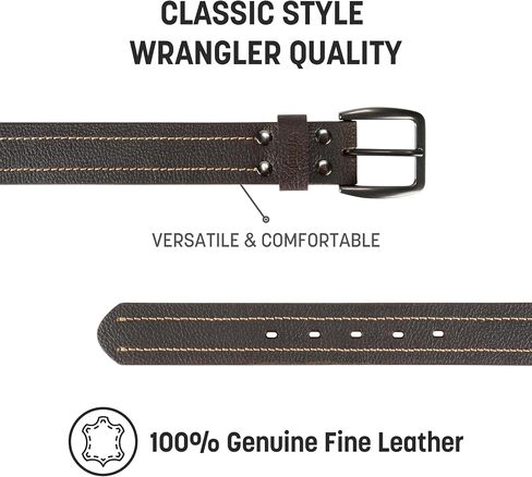 حزام Rangler Men's Leather Logo Logo Discualed كل حزام كل يوم للجينز in Saudi Arabia