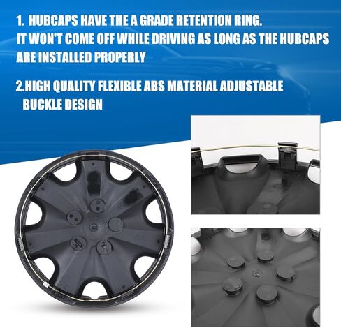 WOLFSTORM 15" Wheel Rim Covers Universal Hubcaps, Fashion Style Hubs Snap on Car Truck SUV PP Material Exterior Accessorios - Set of 4 (Black Lacquer) in Kuwait