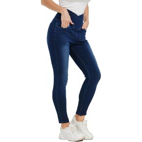 jeggings عالية الخصر للسيدات البطن تحكم السراويل الدنيم ، ناعمة مريحة ، ناعمة الساق النحيفة الرجعية عارضة in Kuwait