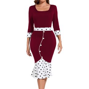 فستان HugeNice للسيدات للعمل متوسط ​​الطول أنيق بقصة ذيل السمكة، فساتين رسمية لحفلات الزفاف في الكنيسة in Kuwait