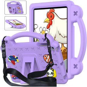 حافظة تابلت لهاتف هواوي ميديا ​​باد T5 10.1/لينوفو تاب M10/لينوفو تاب P10، حافظة واقية عالمية خفيفة الوزن مضادة للصدمات مع حزام كتف ومقبض حامل - أرجواني فاتح in Kuwait