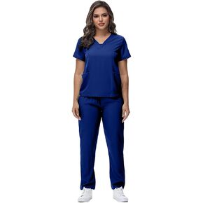 موحدة طبية امتداد V-neck Scrub Top & Jogger Pant مع جيوب ، فرك لتجميع ، ملابس عمل للجنسين in Kuwait
