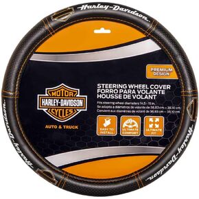 Harley-Davidson Deluxe B&S Wheel Wheel Cover مع غرز التباين ، الأسود in Kuwait