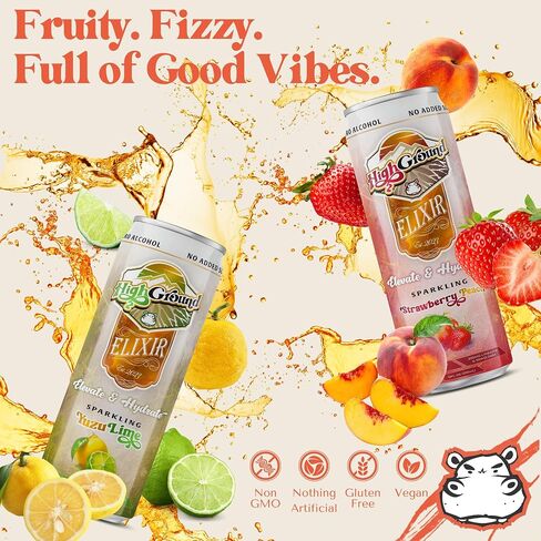 ارتفاع الأرض إكسير الفطر Seltzer - حزمة متنوعة | Lion’s Mane for Focus ، Reishi for Just ، Cordyceps ، Chaga ، Turkey Tail ، L-theanine | مشروب Adaptogen | منخفض كال ، لا يوجد سكر مضاف ، علب 12 أوقية in Kuwait