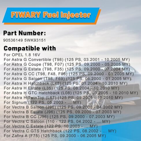 90536149 5WK93151 مجموعة من 6 فوهة حقن الوقود ، تناسب Vauxhall Astra 1998-2007 Zafira 1998-2005 MK1 1.8 16V in Saudi Arabia