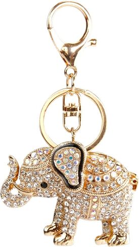 Lucky Elephant Keychain Rhinestone Key Chain for Women Car Purse Handbag Charm in Kuwait