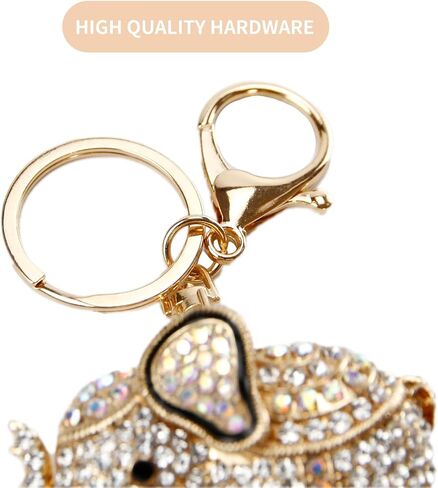 Lucky Elephant Keychain Rhinestone Key Chain for Women Car Purse Handbag Charm in Kuwait