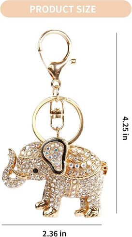 Lucky Elephant Keychain Rhinestone Key Chain for Women Car Purse Handbag Charm in Kuwait
