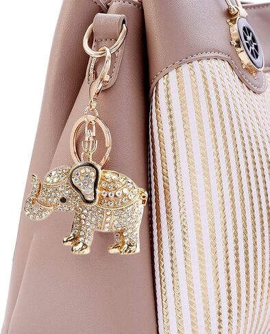 Lucky Elephant Keychain Rhinestone Key Chain for Women Car Purse Handbag Charm in Kuwait