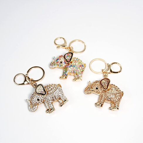 Lucky Elephant Keychain Rhinestone Key Chain for Women Car Purse Handbag Charm in Kuwait