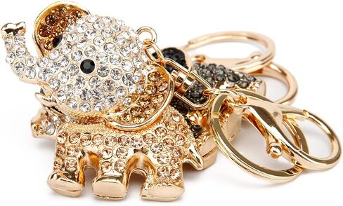 Lucky Elephant Keychain Rhinestone Key Chain for Women Car Purse Handbag Charm in Kuwait
