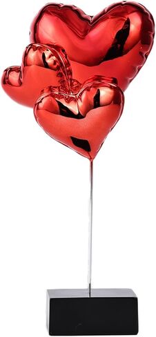 SHENGTIAN Silver Heart Sculpture Decor, Modern Silver Heart Balloon Sculpture for Living Room, Bedroom, Office Desktop, Ideal Heart Shape Decor Gift for Anniversaries, Weddings, or Valentine’s Day in Kuwait