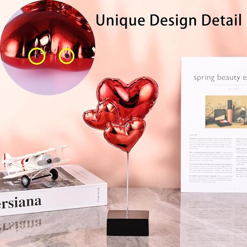 SHENGTIAN Silver Heart Sculpture Decor, Modern Silver Heart Balloon Sculpture for Living Room, Bedroom, Office Desktop, Ideal Heart Shape Decor Gift for Anniversaries, Weddings, or Valentine’s Day in Kuwait