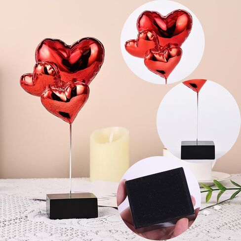 SHENGTIAN Silver Heart Sculpture Decor, Modern Silver Heart Balloon Sculpture for Living Room, Bedroom, Office Desktop, Ideal Heart Shape Decor Gift for Anniversaries, Weddings, or Valentine’s Day in Kuwait