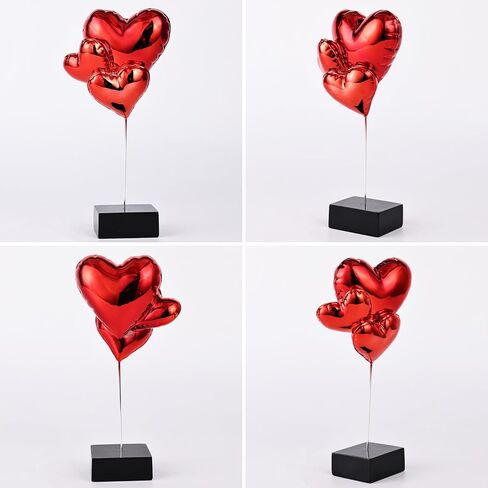 SHENGTIAN Silver Heart Sculpture Decor, Modern Silver Heart Balloon Sculpture for Living Room, Bedroom, Office Desktop, Ideal Heart Shape Decor Gift for Anniversaries, Weddings, or Valentine’s Day in Kuwait
