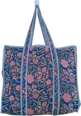 RAJBHOOMI HANDICRAFTS Women’s 100% Cotton Lightweight Shoulder Tote Bag with Interior Poeckt Casual Handbag for Women in Kuwait
