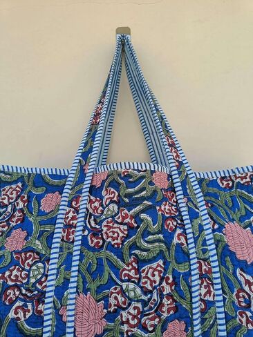 RAJBHOOMI HANDICRAFTS Women’s 100% Cotton Lightweight Shoulder Tote Bag with Interior Poeckt Casual Handbag for Women in Kuwait