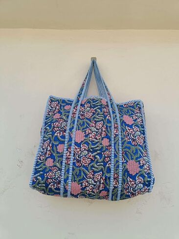 RAJBHOOMI HANDICRAFTS Women’s 100% Cotton Lightweight Shoulder Tote Bag with Interior Poeckt Casual Handbag for Women in Kuwait
