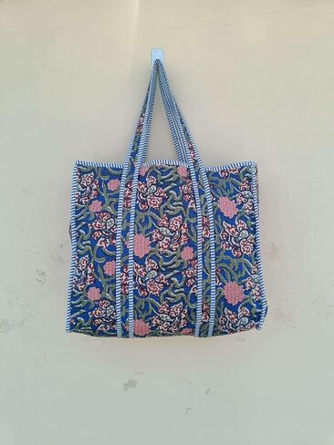 RAJBHOOMI HANDICRAFTS Women’s 100% Cotton Lightweight Shoulder Tote Bag with Interior Poeckt Casual Handbag for Women in Kuwait
