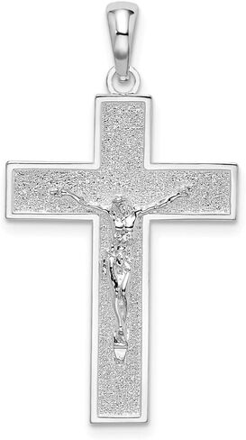 925 Sterling Silver Textured Latin Crucifix Pendant in Saudi Arabia
